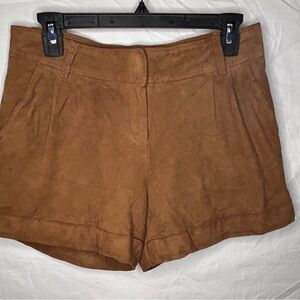 Hinge Suede Caramel Brown Shorts with Rolled Cuffs
